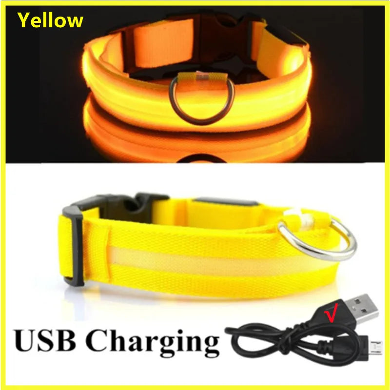 USB Rechargeable Luminous Collar Adjustable Led Glowing Dog Collar for Large Small Dogs Cat Night Light Collar Pet Safety Harnes Beauty World Shop