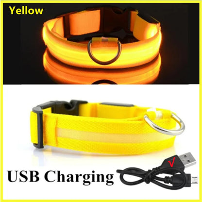 USB Rechargeable Luminous Collar Adjustable Led Glowing Dog Collar for Large Small Dogs Cat Night Light Collar Pet Safety Harnes Beauty World Shop