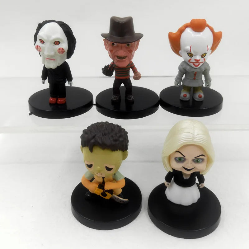 10 Pieces / Set Horror Film Series Jason Freddy Clown Action Figure Toys PVC Model Halloween Gift Vinyl Figurine Doll Gift Beauty World Shop