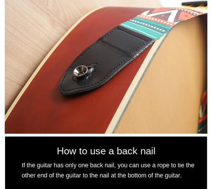 Fashion Retro Ethnic Style Guitar Strap Adjustable Leather Strap for Folk Guitar Electric Guitar Bass Ukulele Guitar Accessories Beauty World Shop