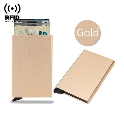 Rfid Credit Card Holder Metal Thin Slim Smart Wallet Men Women Wallets Pop Up Minimalist Small Black Purse Mini Walets for Men Beauty World Shop