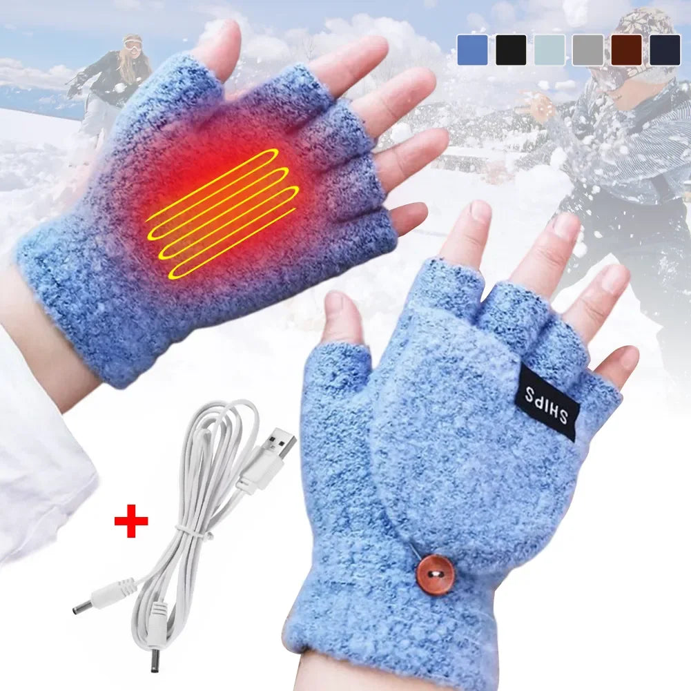 Electric heating gloves hand warmer gloves heater rechargeable USB reusable laptop suitable for sports skiing winter warm gloves Beauty World Shop