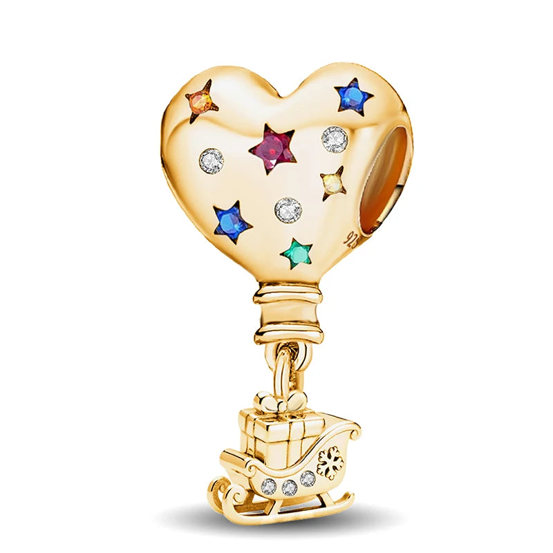 Shecharms 925 Sterling Silver Love Heart Firefly Golden Series Charms Fit DIY Making Bracelet Necklace High Quality Fine Jewelry Beauty World Shop