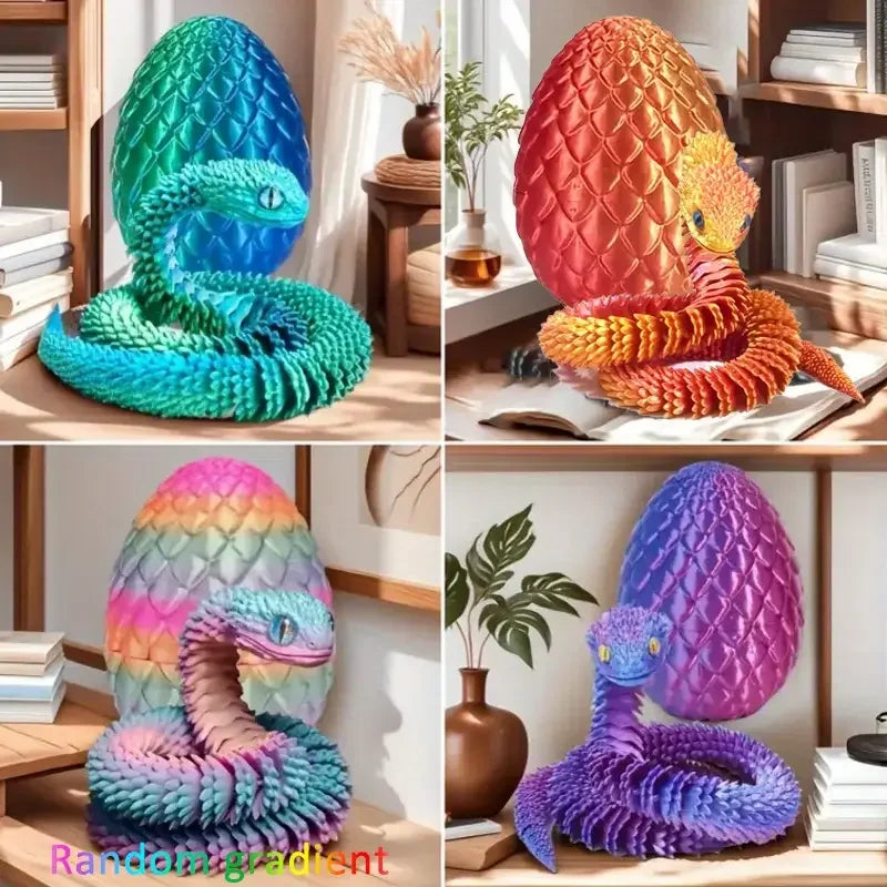 4pcs/set 3D printed snake surprise egg decoration, flexible joints, the best gift for 3D printing enthusiasts Beauty World Shop
