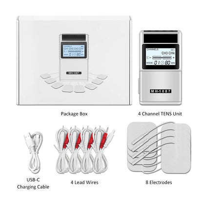 4 Channel TENS PMS Unit 15Mode Muscle Stimulator for Pain Relief Rechargeable TENS Machine Electronic Acupuncture Pulse Massager Beauty World Shop