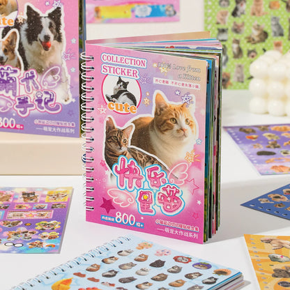30Pcs/Book Cute Pet Battle Cut-Out Coil Sticker Book DIY Handbook Calendar Greeting Cards Diary Notebook Album Material Stickers Beauty World Shop