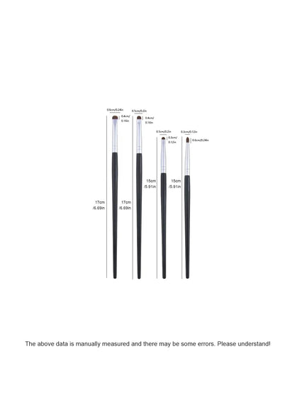 1 Set Of 4 Black Eye Detail Makeup Brushes Pony Hair Precision Eye Shadow Lying Silkworm Brightening Eyeliner Applicator Small Beauty World Shop