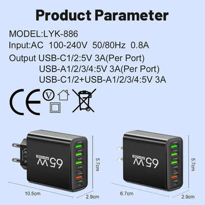 USB Charger 65W Mobile Phone Charger Fast Charging For Xiaomi Samsung Huawei P70 Travel Charger Adaptor For iPhone Quick Charger Beauty World Shop