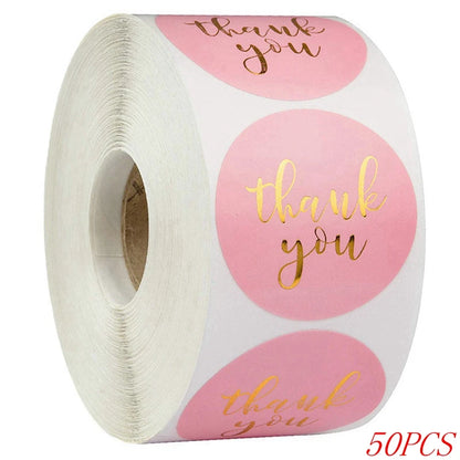 50-500pcs 1inch Blue Thank You Stickers For Envelope Sealing Labels Stationery Supplies Handmade Wedding Gift Decoration Sticker Beauty World Shop