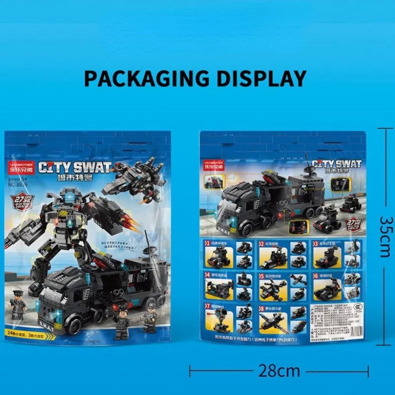 Compatible with Lego 585Pcs City Police Station SWAT Truck Car Building Blocks DIY Toys for Boys Kids Gifts Beauty World Shop