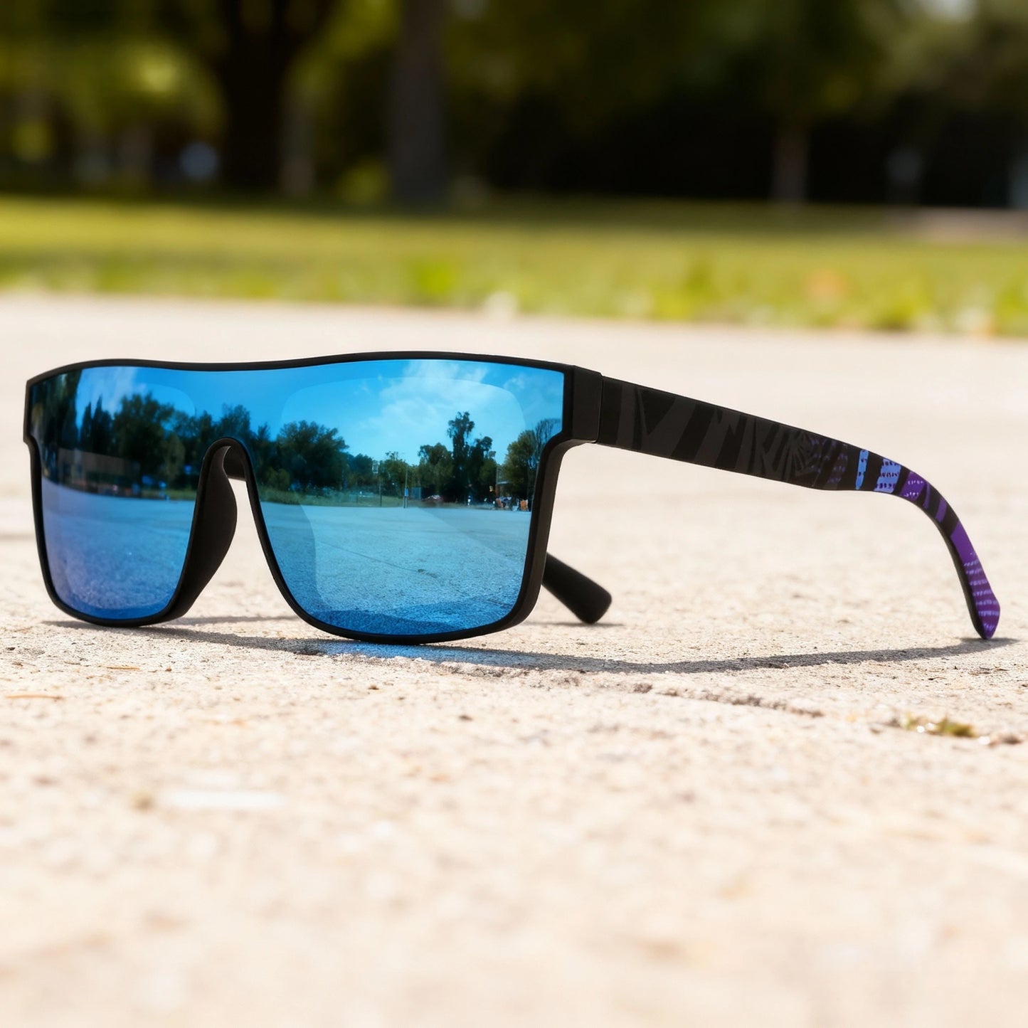 Classic Square Fashion Sports Sunglasses - Patterned Temples, Unisex for Cycling, Hiking, Travel - Perfect Gift Beauty World Shop