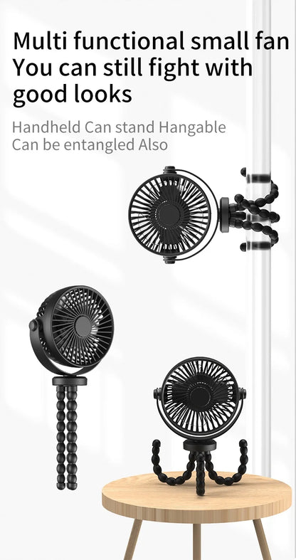 New 5200 mah multi-functional stroller Mini fan Portable USB charging small fan Mobile phone seat outdoor handheld Octopus fan