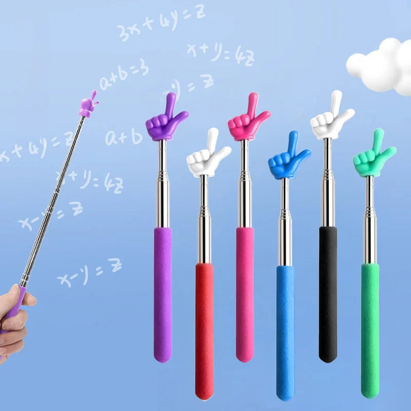 1pPointer Finger Stainless Steel Reading Sticks Telescopic Reading Finger Teaching Aids Gift for Teachers Pointer Finger Stick Beauty World Shop