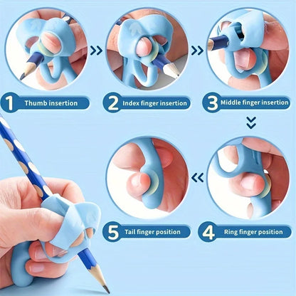 4pcs Grip Pen Corrector Set Writing Corrector Soft Rubber Writing Posture Grip Pen Handwriting Aid Correction Tool Beauty World Shop