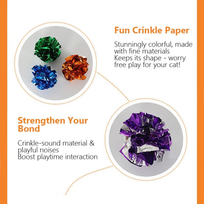 5/10Pcs Crinkle Ball Cat Toys with Crackling Sound & Laser Reflection, Durable Scratch-Resistant Paper Balls for Kittens Beauty World Shop