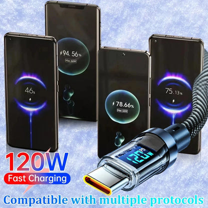 NNBILI 120W A-C and C-C Phone Super Fast Charging Cable with LED display screen, not compatible Xiaomi iPhone、 Samsung Beauty World Shop