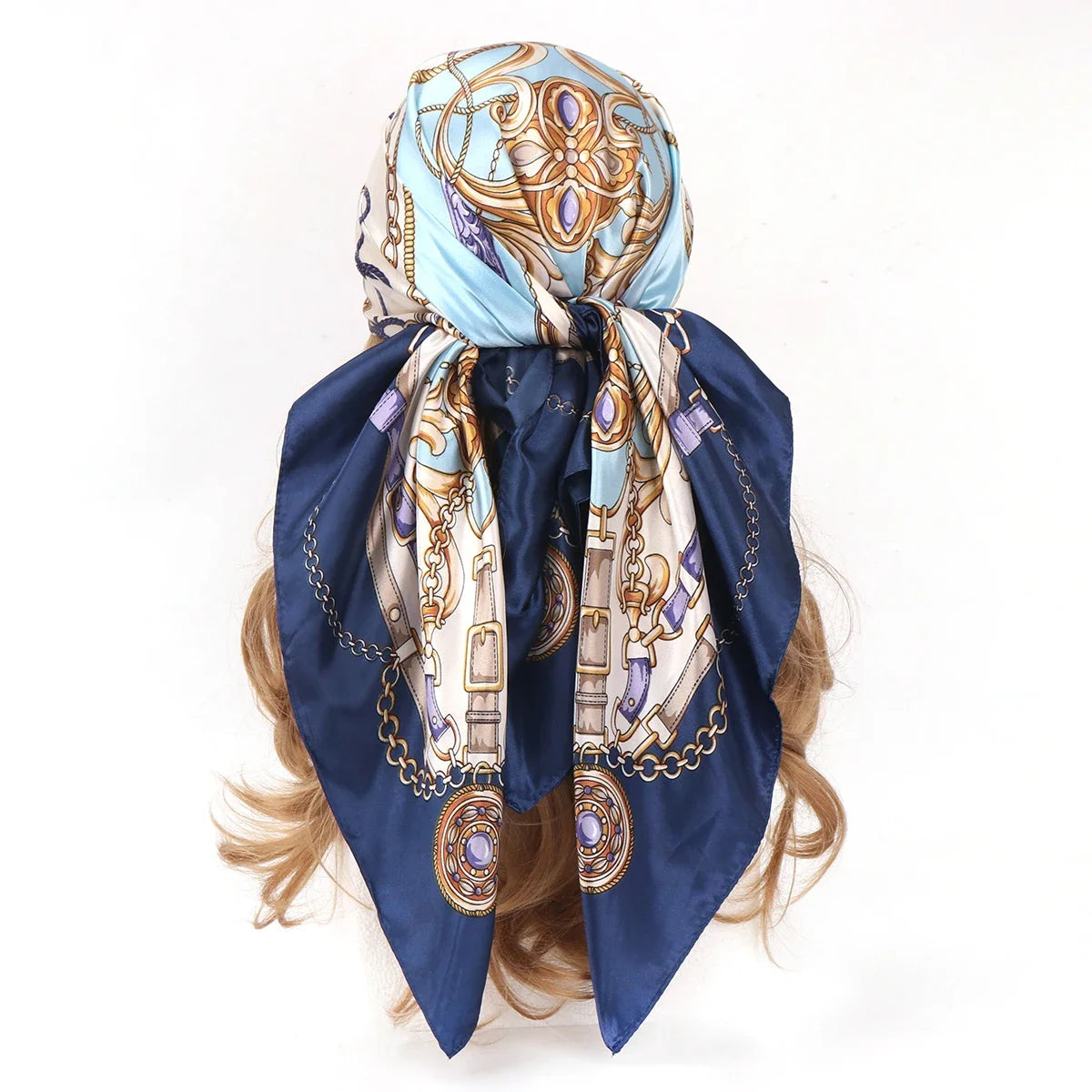 90*90cm Silk Scarf Scarftop Headwraps Women Four Seasons Hair Scarve Hijab Foulard Iuxe Bandana Femme Headscarf Beauty World Shop