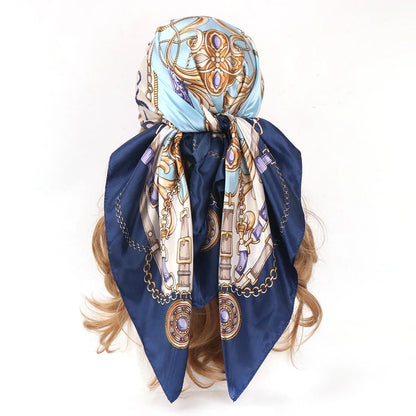 90*90cm Silk Scarf Scarftop Headwraps Women Four Seasons Hair Scarve Hijab Foulard Iuxe Bandana Femme Headscarf Beauty World Shop