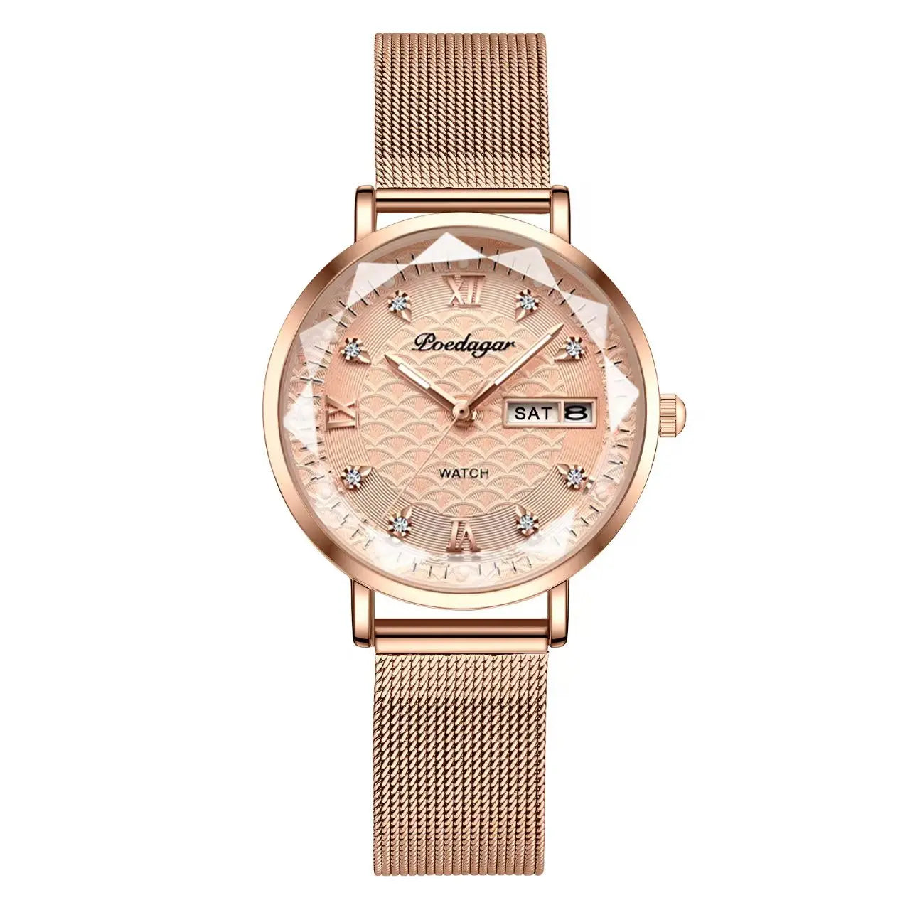POEDAGAR Top Elegant Women's Watches Stainless Steel Date Week Woman Watch Waterproof Luminous Fashion Ladies Watch Quartz Reloj Beauty World Shop
