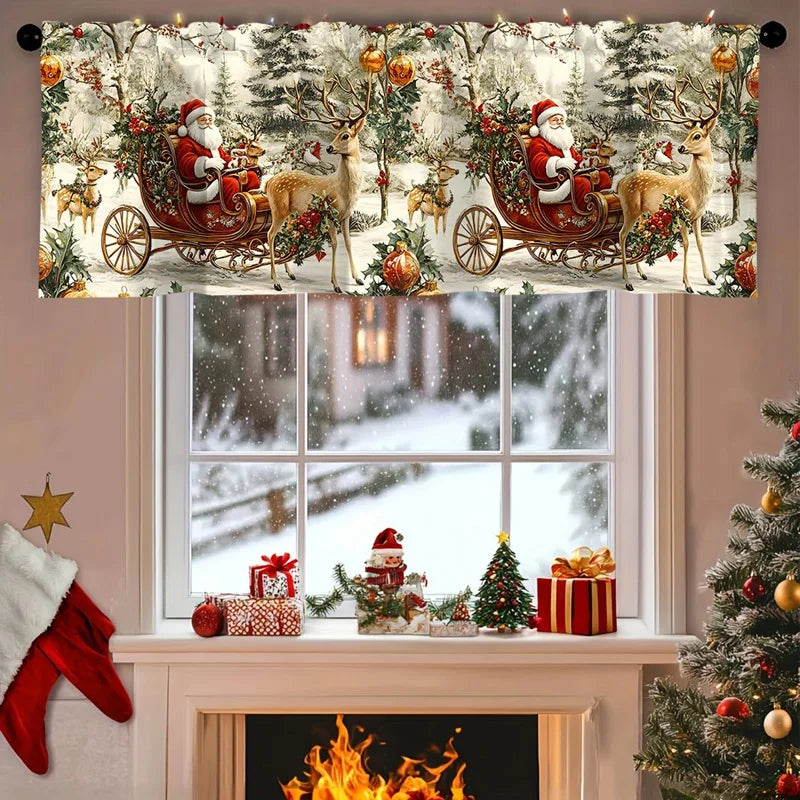 Christmas Short Curtains Valances Merry Christmas Decorations For Home 2025 Xmas Navidad Kitchen Bedroom Ornaments New Year 2026 Beauty World Shop