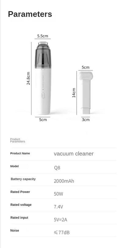 Handheld Vacuum Cleaner Mini Dust Remover Car Vacuum Cleaner Rechargeable Multifunctional Wireless Dust Catcher For Car LowNoise Beauty World Shop