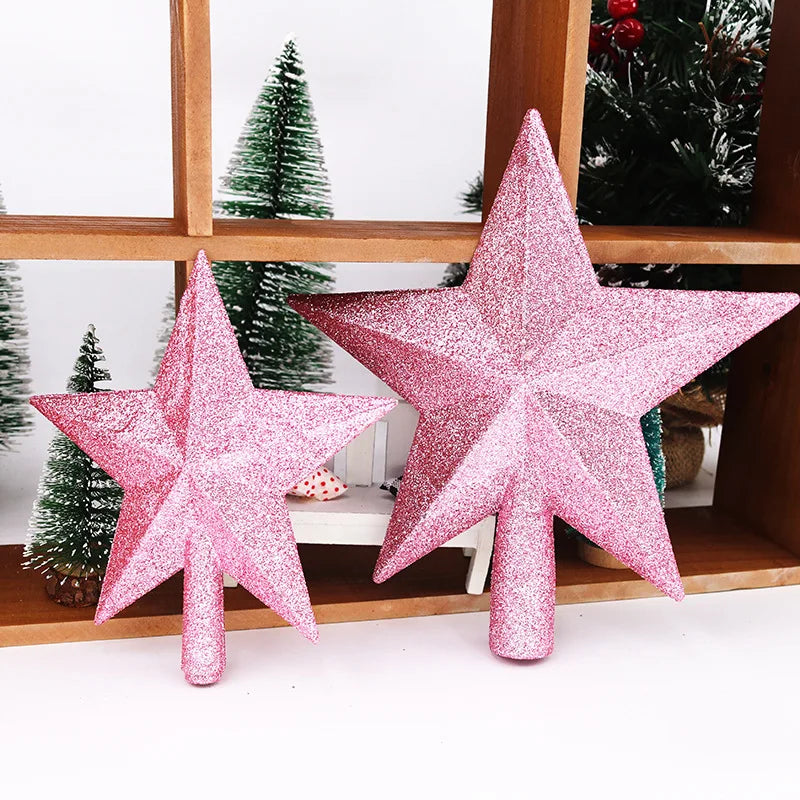 15/20cm Christmas Tree Top Star Merry Christmas Decorations for Home Shiny Gold Powder Five-pointed Star New Year's Ornament Beauty World Shop