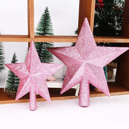 15/20cm Christmas Tree Top Star Merry Christmas Decorations for Home Shiny Gold Powder Five-pointed Star New Year's Ornament Beauty World Shop