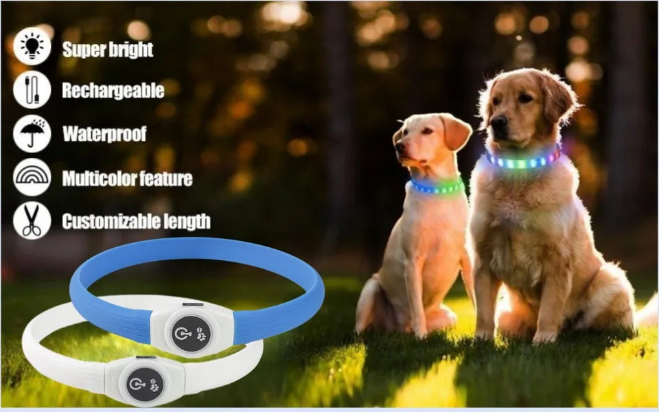 New Led Luminous Dog Collar PVC Waterproof , For Large Medium Small Dogs Collar Usb Light Night Safety Pet Glowing Accessories Beauty World Shop