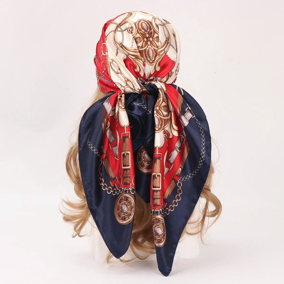 90*90cm Silk Scarf Scarftop Headwraps Women Four Seasons Hair Scarve Hijab Foulard Iuxe Bandana Femme Headscarf Beauty World Shop