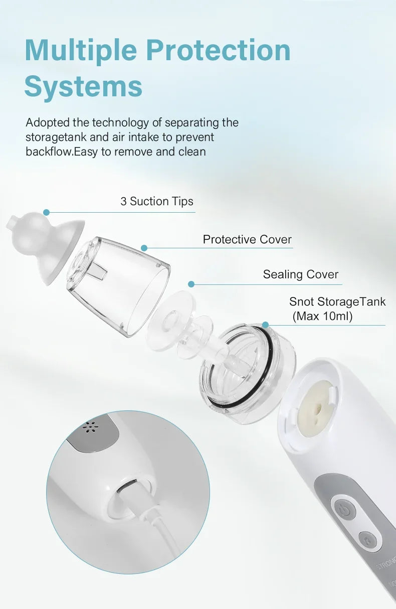 Nasal Aspirator for Baby Electric Nose Aspirator for Toddler Nose Sucker Automatic Nose Cleaner with Music and 3 Silicone Tips Beauty Trend Shop