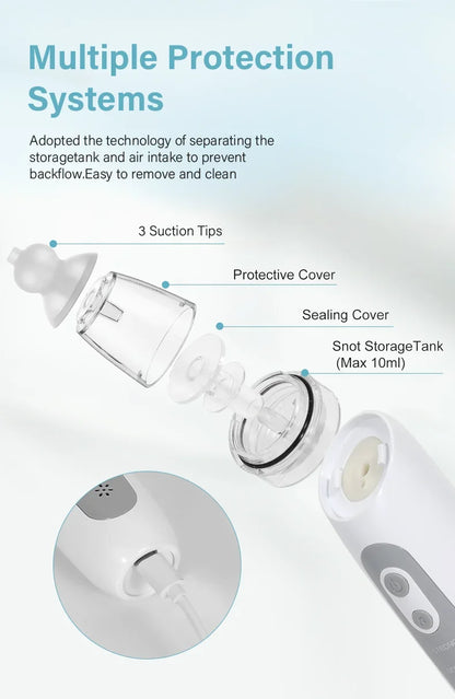 Nasal Aspirator for Baby Electric Nose Aspirator for Toddler Nose Sucker Automatic Nose Cleaner with Music and 3 Silicone Tips Beauty Trend Shop