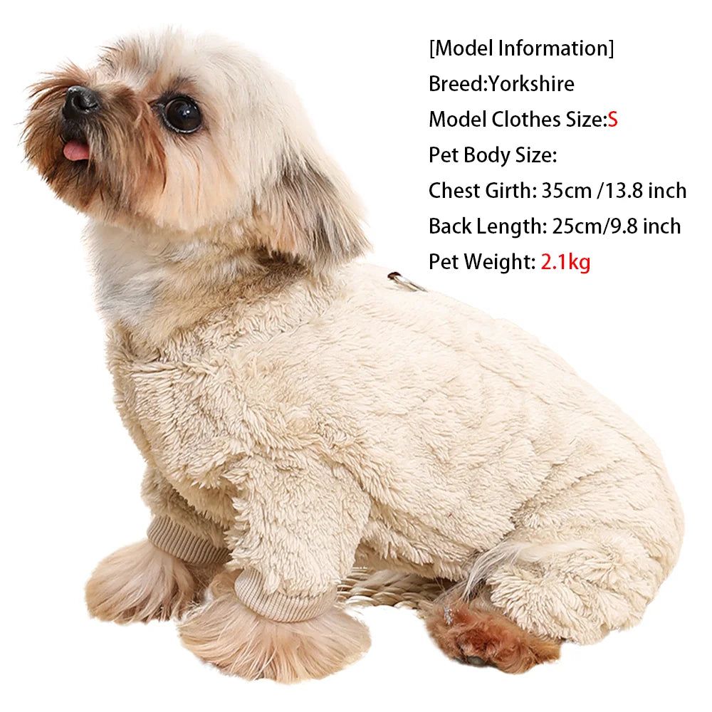 Soft Dog Clothes For Winter Warm Puppy Jumpsuit With D-ring Flannel Fleece Pets Sweater For Small Medium Dogs Yorkshire Pug Coat