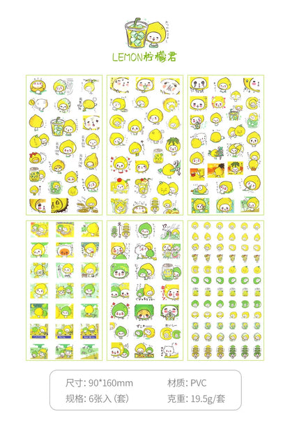 6Pcs/Lot Waterproof Cartoon Transparent Pvc Stickers DIY Hand Account Diary Decorative Stickers Kawaii Phone Cup Stickers Beauty World Shop