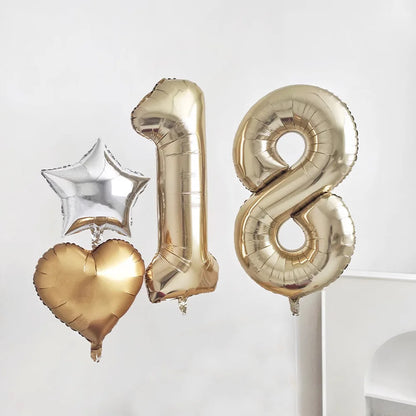 1PCS 40 inch large white gold light gold digital foil balloon for girls' birthdays helium big number0-9 balloon decoration Beauty World Shop