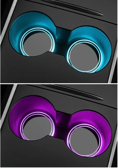 7 Colors Car Coasters Cup Holder LED Light Mats Bottle Light Sensor Atmosphere Interior Accessories Universal Beauty World Shop