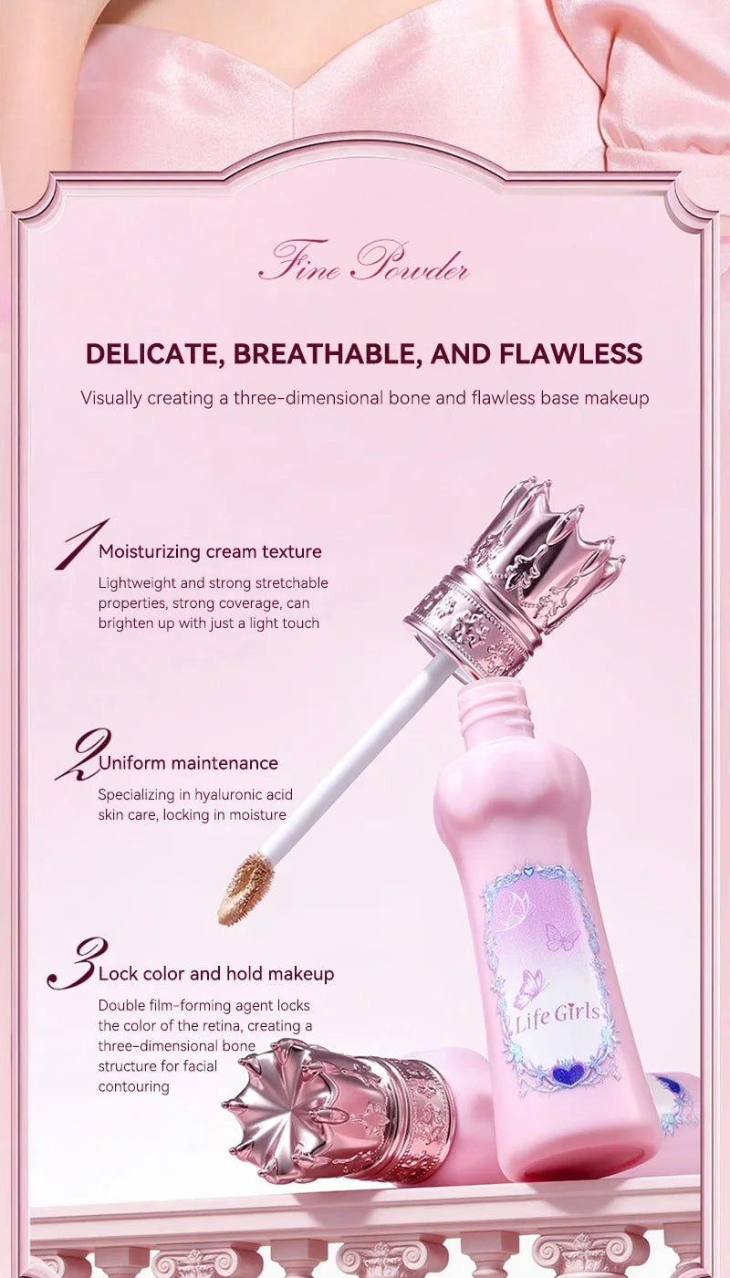 Hua Yin Ji Brightening Concealer, a fair-skinned girl's tender pink look, natural nude makeup, and a natural look,flowers Beauty Trend Shop