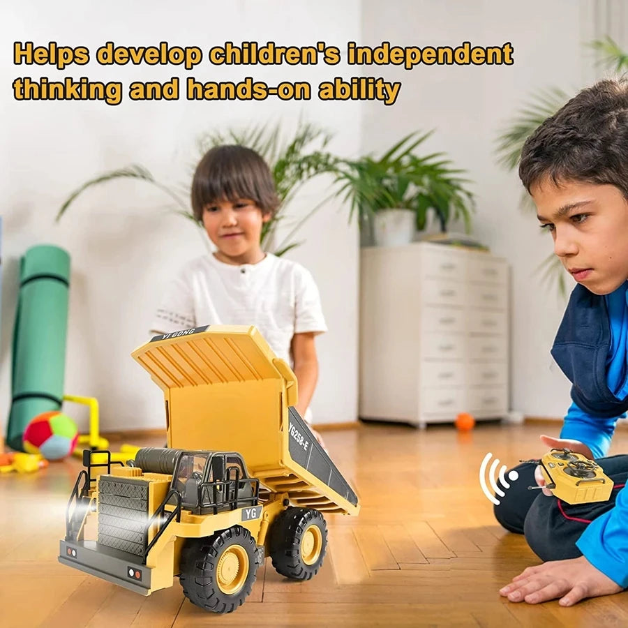 4WD Remote Control Excavator 4x4 Alloy Dump Truck Bulldozer Radio Model RC Car Construction Vehicle Toy Children Kids Gifts Beauty World Shop