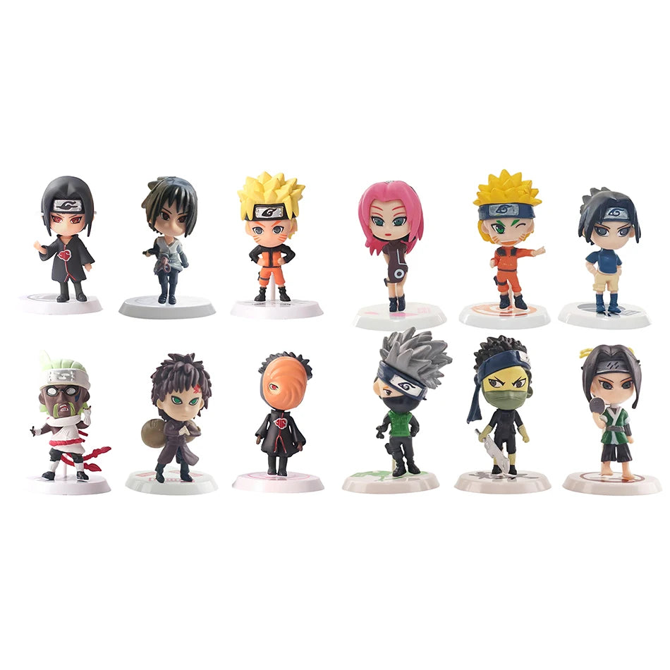 Hot 12pcs/set Anime Figure Naruto Shippuden Hinata Sasuke Itachi Kakashi Gaara Action Figure Q Version PVC Figures Toys Gift Beauty World Shop