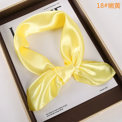 New Solid 60x60cm Square Scarf Single Imitation Silk Bright Light And Satin Performance Scarves Party Gift Beauty World Shop