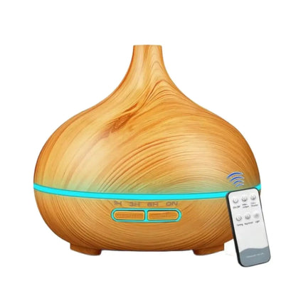 Air Humidifier Aromatherapy Essential Oil Diffuser Wood Grain 500ml Ultrasonic Remote Control 7 Color Lights For Home Bedroom ﻿ Beauty World Shop
