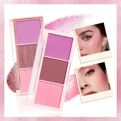 3-Color Cheek Red Plate Nude Makeup Natural Matte Milk Tea Orange Eye Shadow Makeup Lasting High Color Rendering Invisible Beauty World Shop