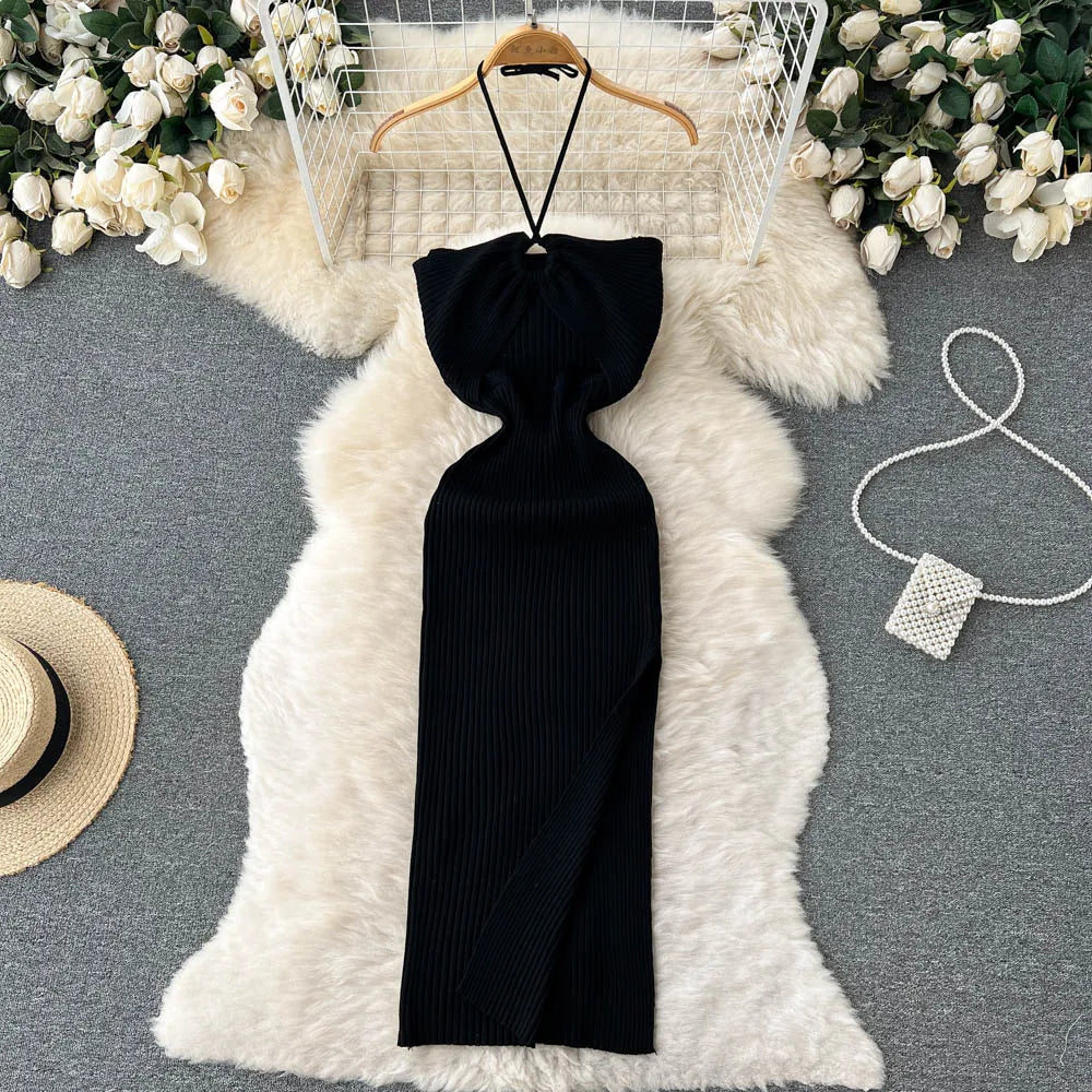 YuooMuoo Chic Fashion Sexy Package Hips Split Knitted Summer Dress 2025 Women Slim Elastic Bodycon Party Dress Streetwear Outfit Beauty World Shop