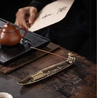 Creative Incense Holder Aromatherapy Ornament Incense Holder Boat Old Men Fishing Japanese Style Incense Stick Burner Home Decor Beauty World Shop
