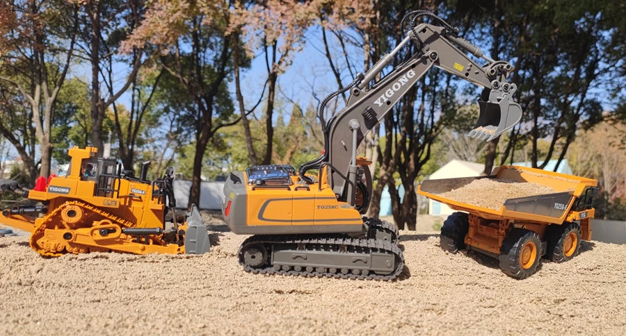 4WD Remote Control Excavator 4x4 Alloy Dump Truck Bulldozer Radio Model RC Car Construction Vehicle Toy Children Kids Gifts Beauty World Shop