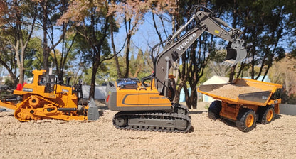 4WD Remote Control Excavator 4x4 Alloy Dump Truck Bulldozer Radio Model RC Car Construction Vehicle Toy Children Kids Gifts Beauty World Shop
