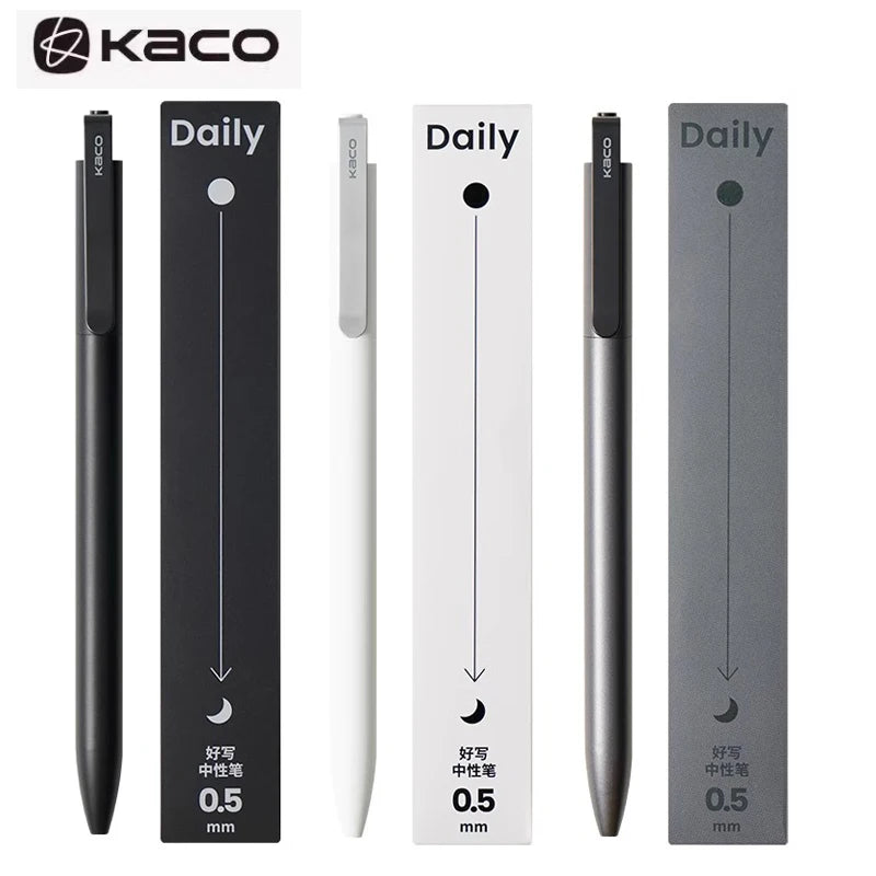 KACO Gel Pens Press Signature Pen Stationery Metal Pen Clip 0.5mm Black Ink Quicking Drying Large Capacity 800M Smooth Writing Beauty World Shop