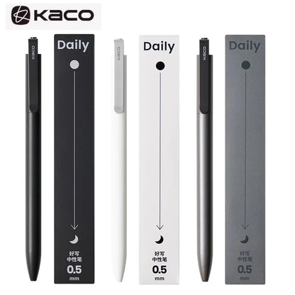 KACO Gel Pens Press Signature Pen Stationery Metal Pen Clip 0.5mm Black Ink Quicking Drying Large Capacity 800M Smooth Writing Beauty World Shop