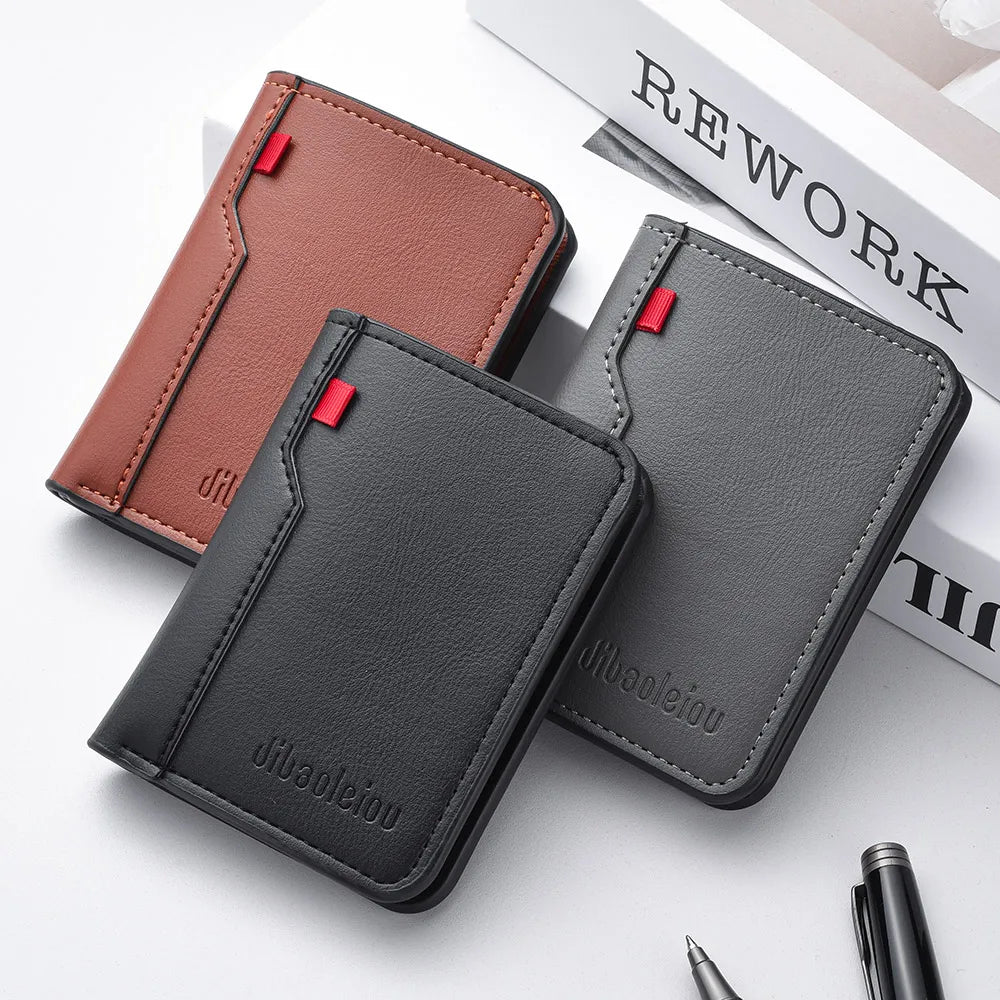 1Pc New Ultra-thin Mini Soft PU Leather Credit Card Wallet Holder Short Vertical High Quality Men's Wallet Beauty World Shop