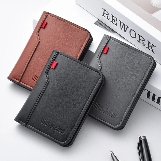 1Pc New Ultra-thin Mini Soft PU Leather Credit Card Wallet Holder Short Vertical High Quality Men's Wallet Beauty World Shop