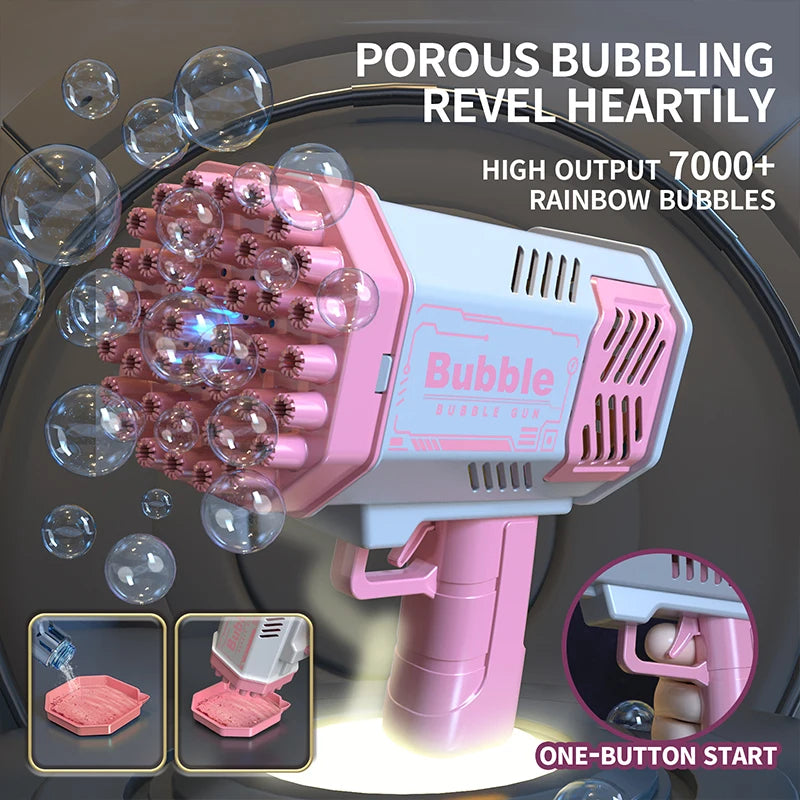 40 Hole Rocket Launcher Handheld Portable Electric Automatic Bubble Gun Party Birthday Gift Toy(without Bubble Water) Beauty Fashion